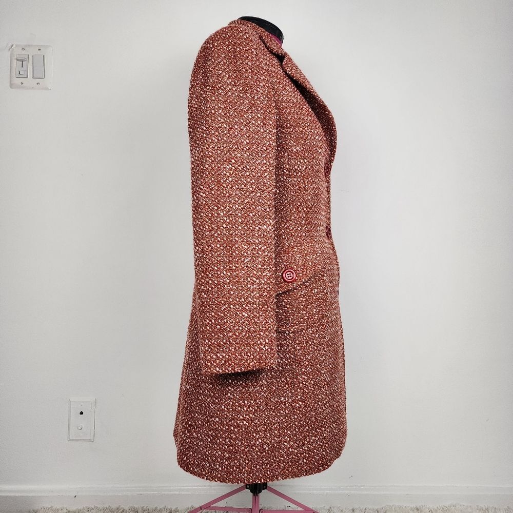 Rodel Spa Italy Wool Blend Coat Red White Cream Fall Winter Size 10 - Picture 7 of 16
